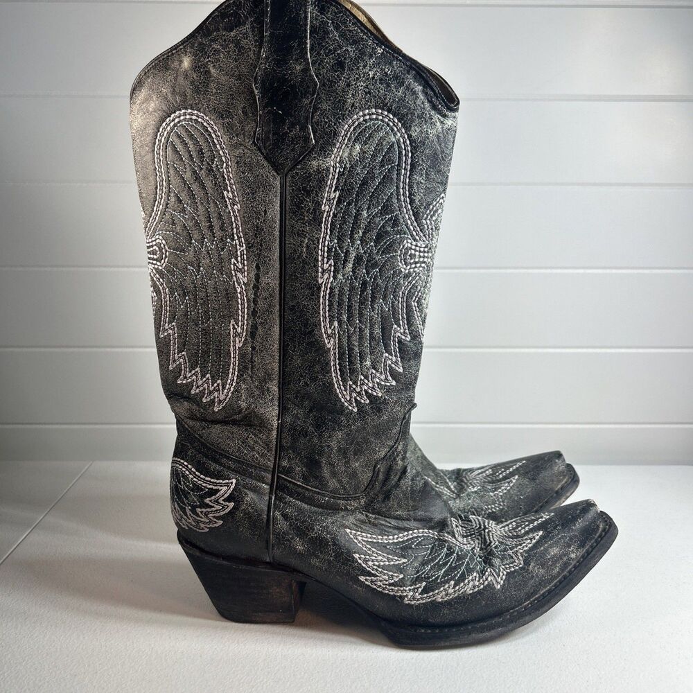 Circle G Corral Women’s Boots Size 9.5 M Cowboy Gray Distressed Wings Cross